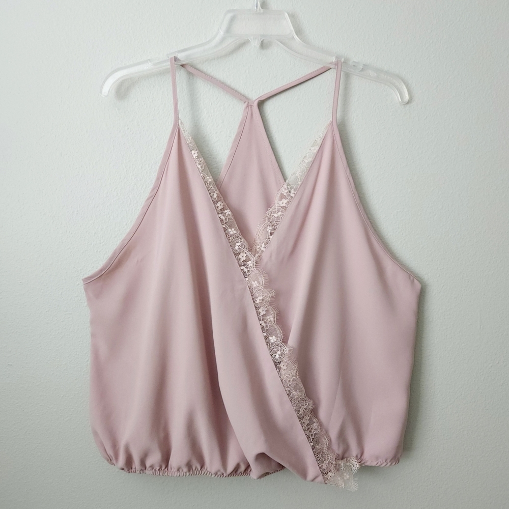 Shein Curve Mauve Cami, Racerback Tank With Elastic Hem & Lace Trim, Size 3X